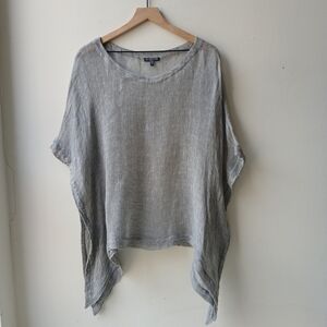 Eileen Fisher Woman Linen Blend Sheer Layer Gray Women's 3X